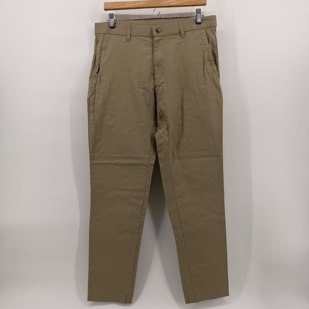 Fabletics The Only Pant Mens 33x32(Actual 33x30) Khaki Tan Slim Chino Athleisure